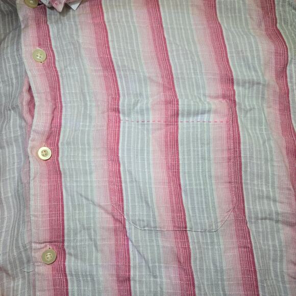 Tommy Bahama 100% Linen Short Sleeve Pink Striped Button Up Shirt Men's Size XLX - Picture 3 of 5